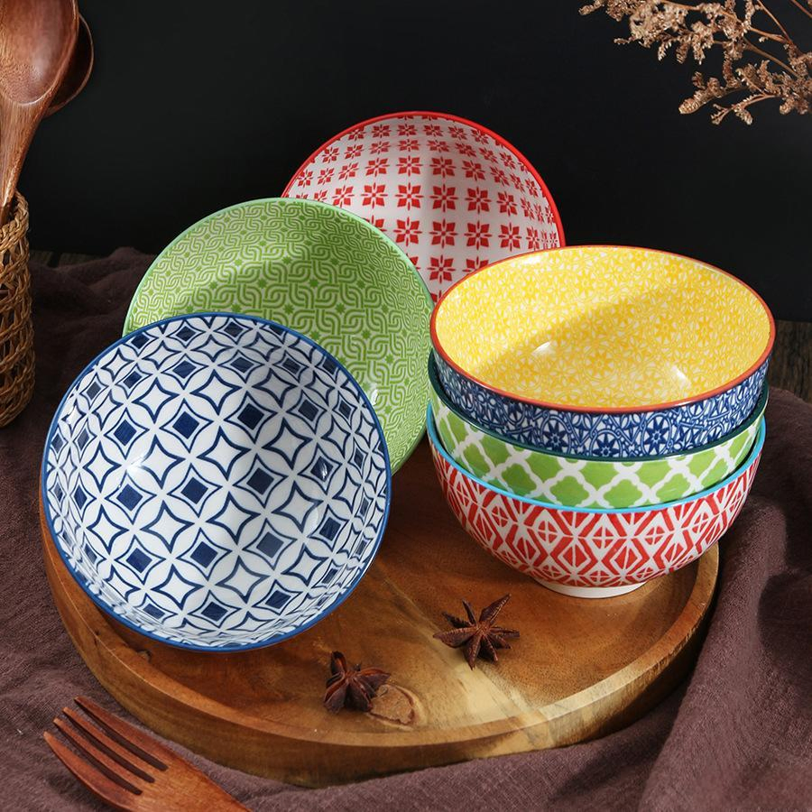 Eco-Friendly Healthy Hot Sale 4.5" Food Rice Bowl OEM&ODM Decal Two Side Pad Printing Decal Porcelainware Stoneware Ceramic Bowl Tableware