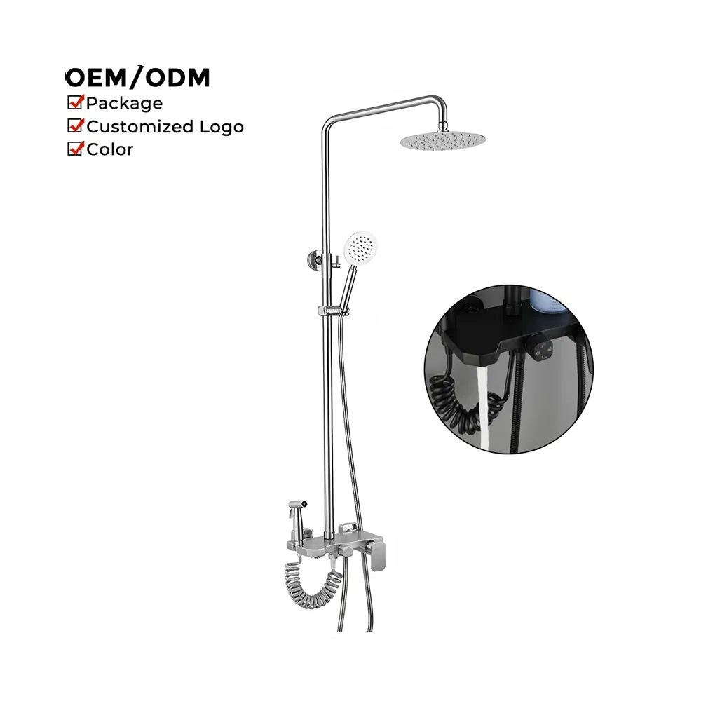 Sleek Modern Stainless Steel Chrome Shower Faucet Set for Luxury Bathrooms