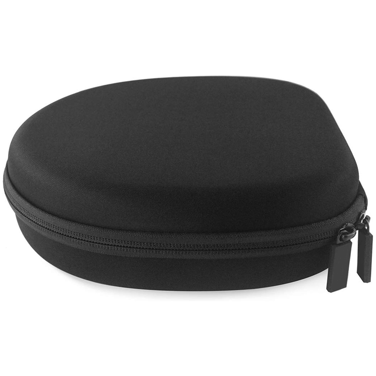 Custom Logo Black Hard Shell Portable Waterproof Shockproof EVA Headphone Case with Mesh Pocket