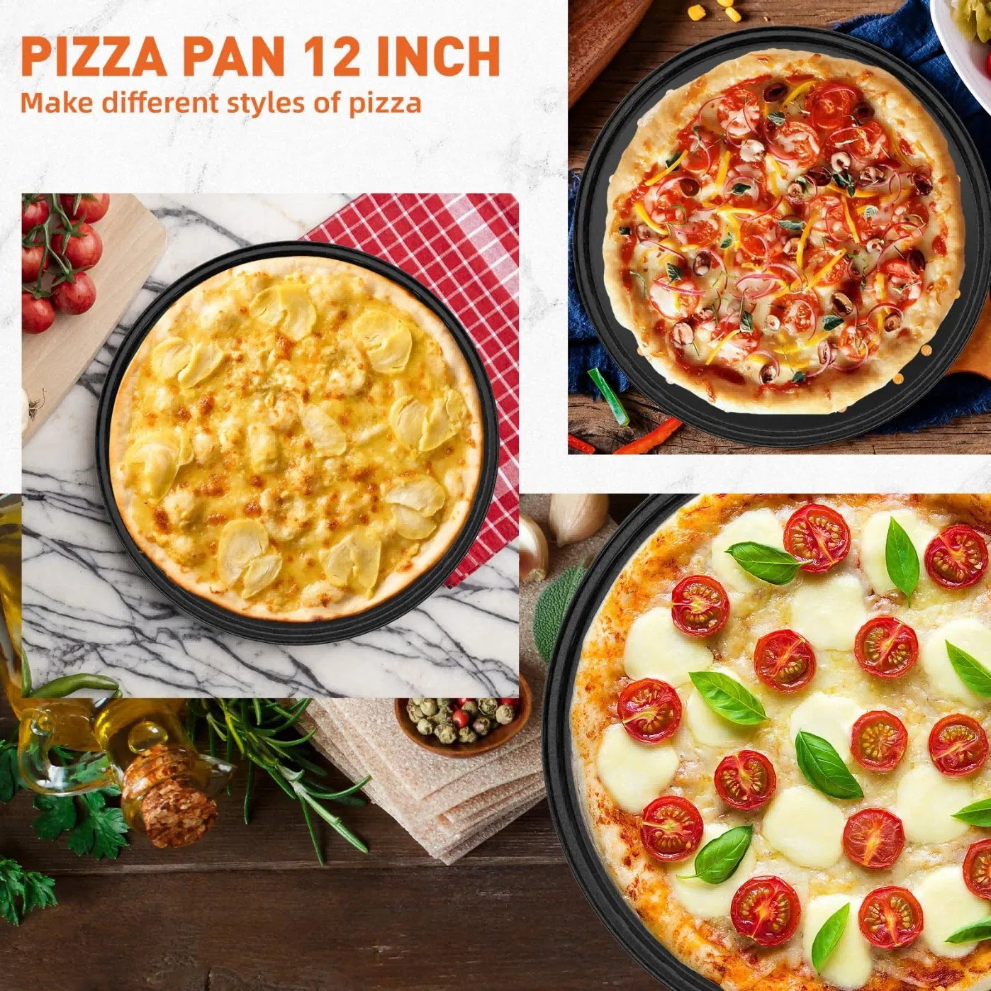 Pizza Steel Pan for Oven Pizza Crisper Pan with Holes 12 Inch Nonstick Round Pizza Baking Sheet Oven Tray for Home Restaurant Kitchen Baking
