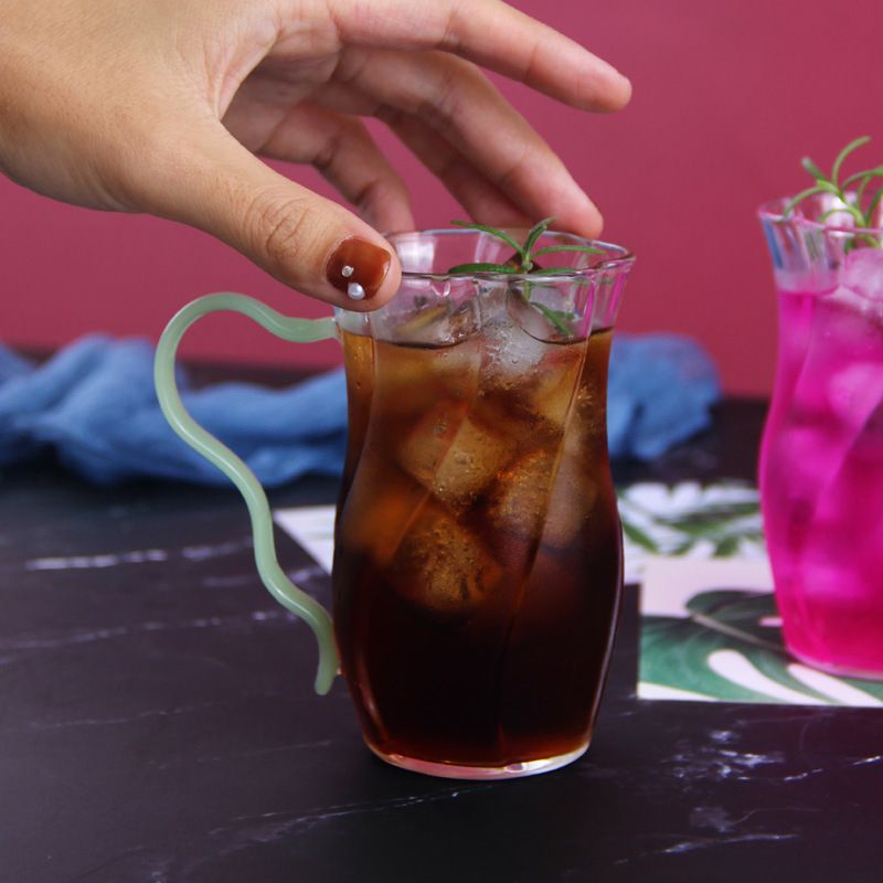 250ml Colorful Handle Glass Tea Cup Chinese Style Teacups