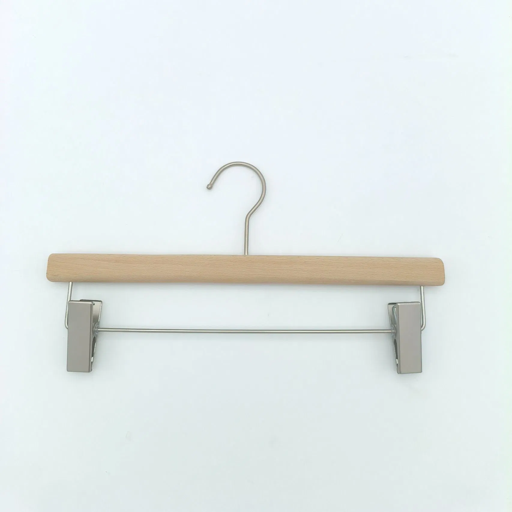 Smooth Wood Beech Laser Trousers Pants Seamless Hang Nickeled Clips Straight Hanger