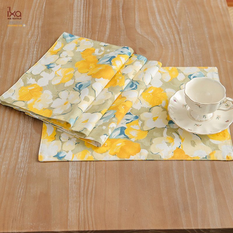 Cute 32X45 Good Floral Cotton Placemats Wholesale Kid Activity Custom Printed Rectangle Cup Bowl Double Sided Table Mat