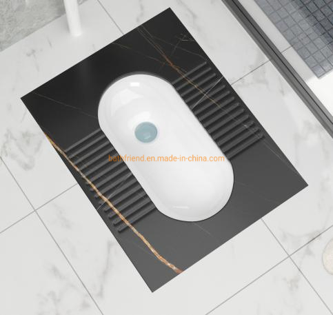 Bathroom Random Pattern Wc Rock Slab Squatting Pan Toilet with S-Band Squat Pan