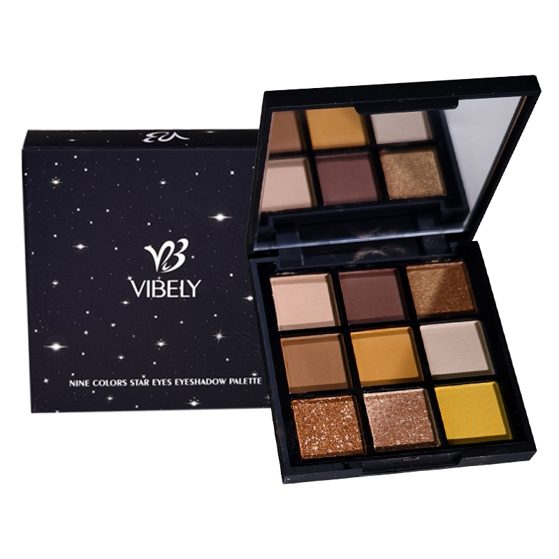 Makeup Contouring Shiny Nude Glitter 9 Colors Eye Shadow Palette with Mirror