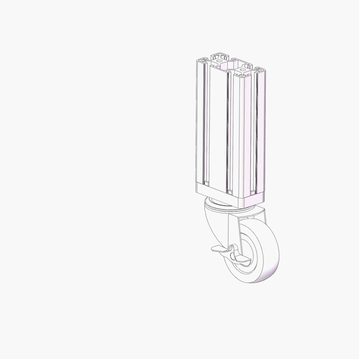 M8-D50 Threaded Stem Swivel Casters with Brake for T Slot Aluminium Profile#7183