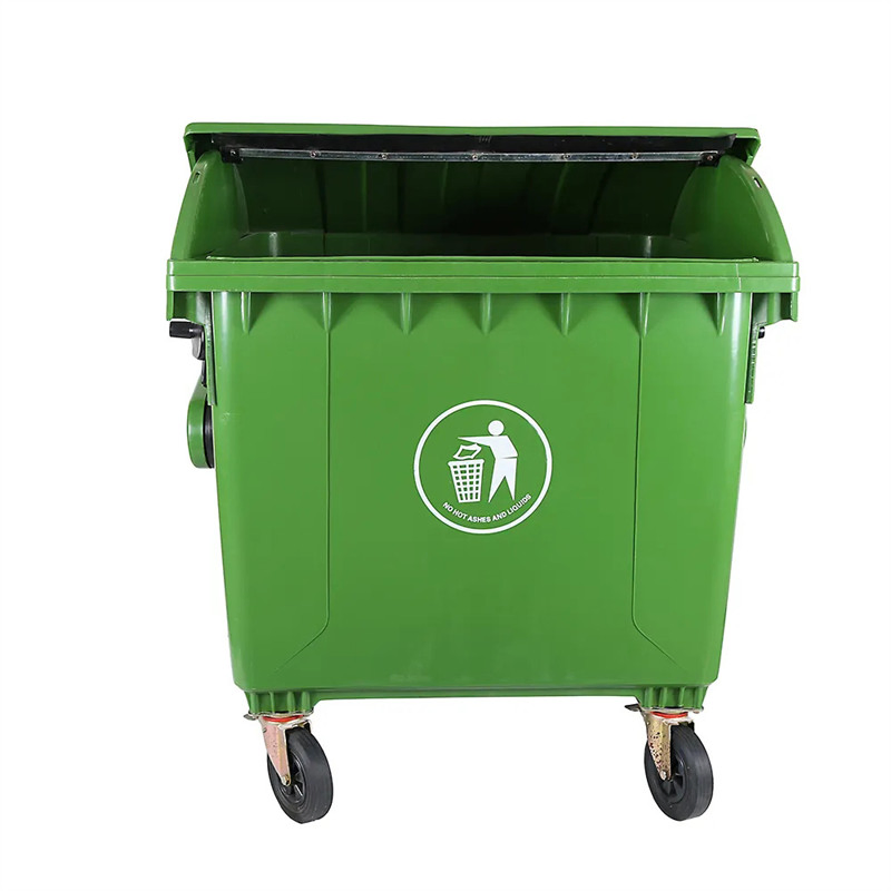 Большой мусорный бак на колесах с крышкой
