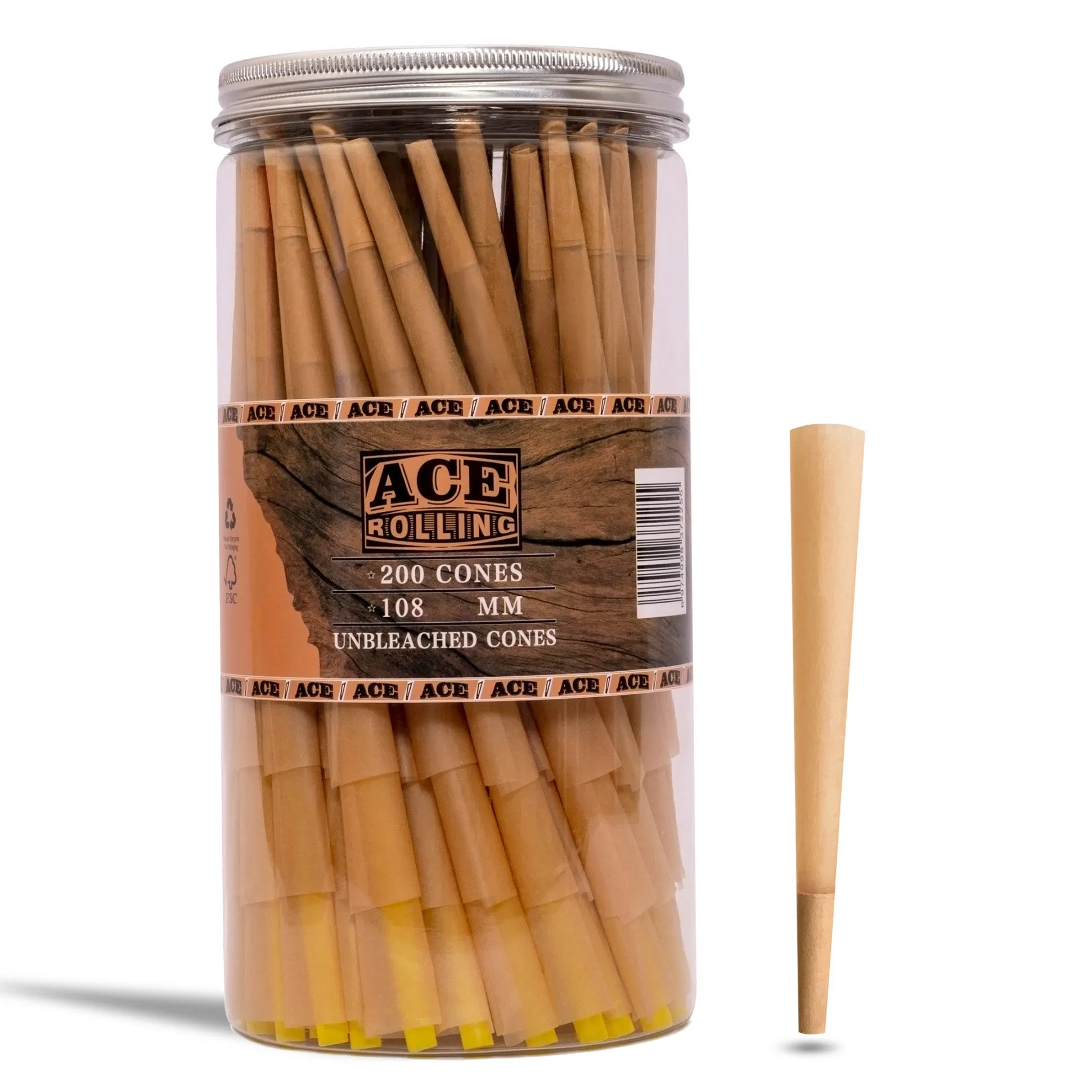 Custom Kingsize 100 Cones/Jar 100% Vegetarian Pre Rolled Cones Smoking Rolling Paper