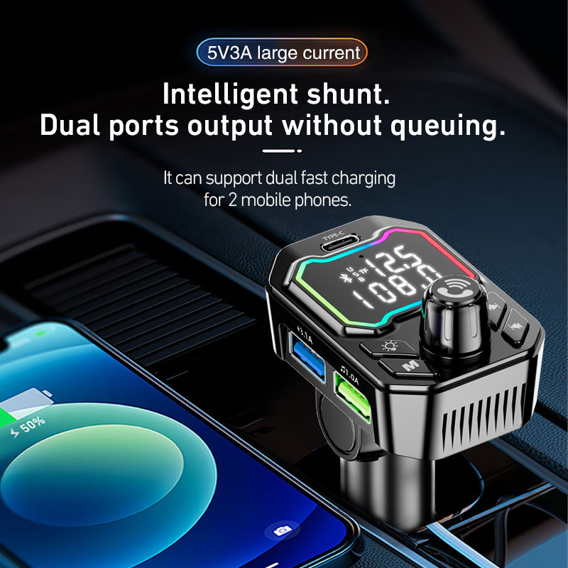 FM трансмиттер автомобильный Bluetooth 5.0 MP3 громкая связь