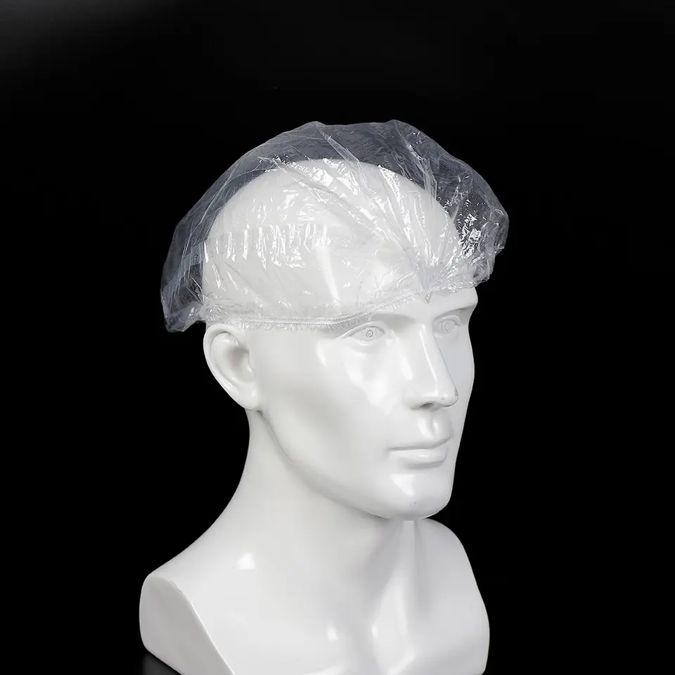 Customized Logo Disposable PE Shower Cap Waterproof Recycled Transparent Biodegradable
