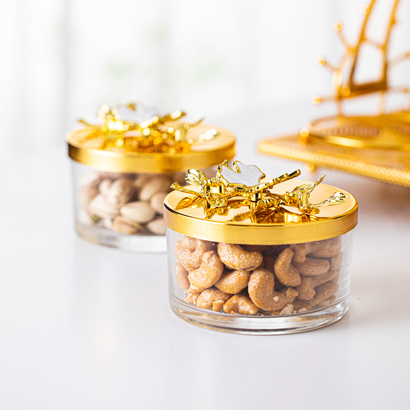 Includes 4 Glass Bowls and a Gold-Plated Iron Stand Candy Bowl
