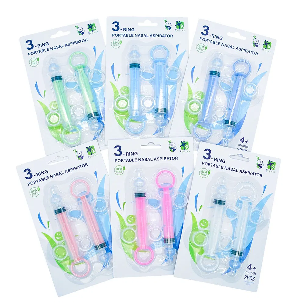 New Single Hand Use 3-Rings 10ml Syringe Nose Cleaner Silicone Baby Nasal Aspirator with CE
