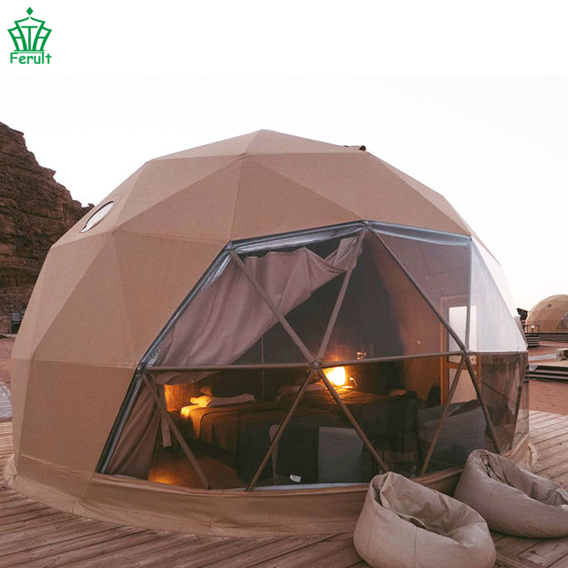6m Diameter Luxury Platform Desert Glamping Steel Dome House Tent House for Outdoor Camping