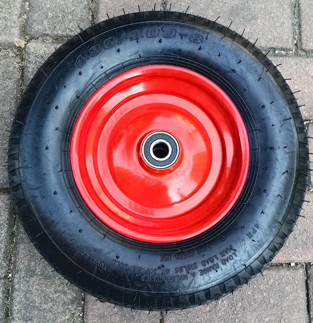 4.80/4.00-8 Rubber Tire and Wheels for Wheelbarrow Pneumatic Wheel and Yard Cart Garden Wagon