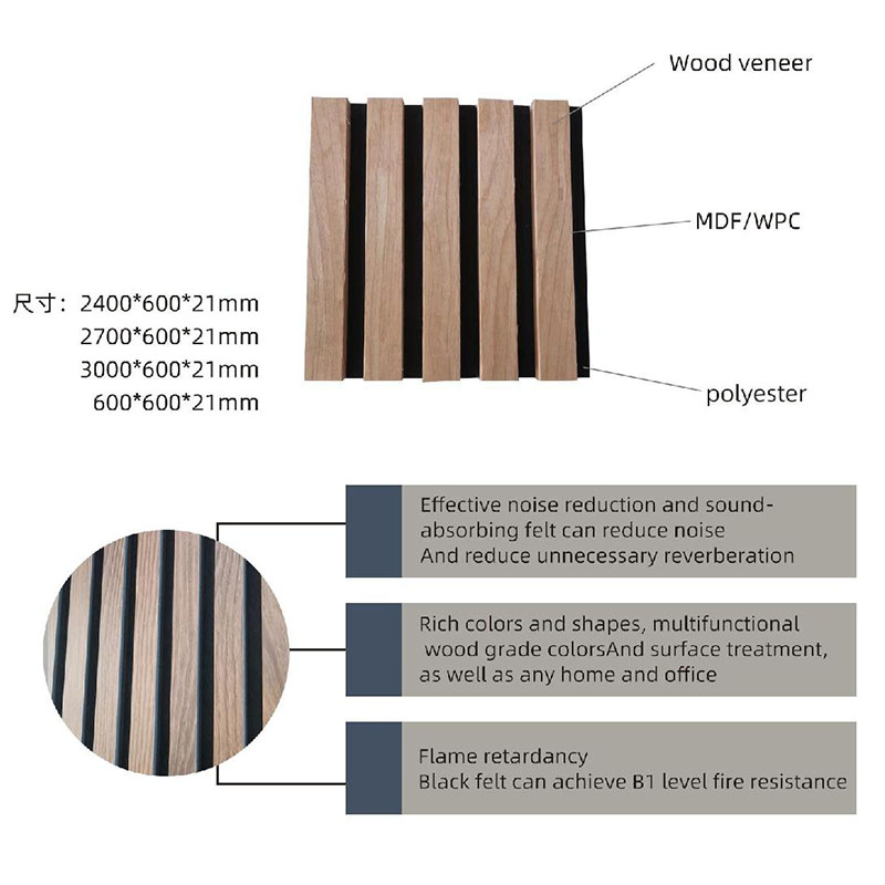 Slat Acoustic Wall Panel Pet Sound Proofing Slat Wooden Panel