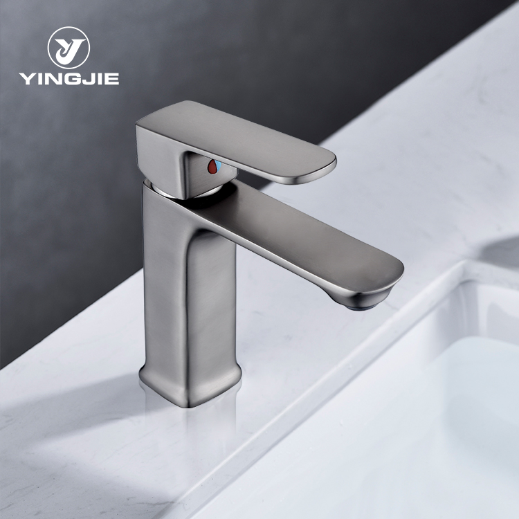 Popular Brass Brushed Single Handle Bathroom Taps Sink Faucet Mixers