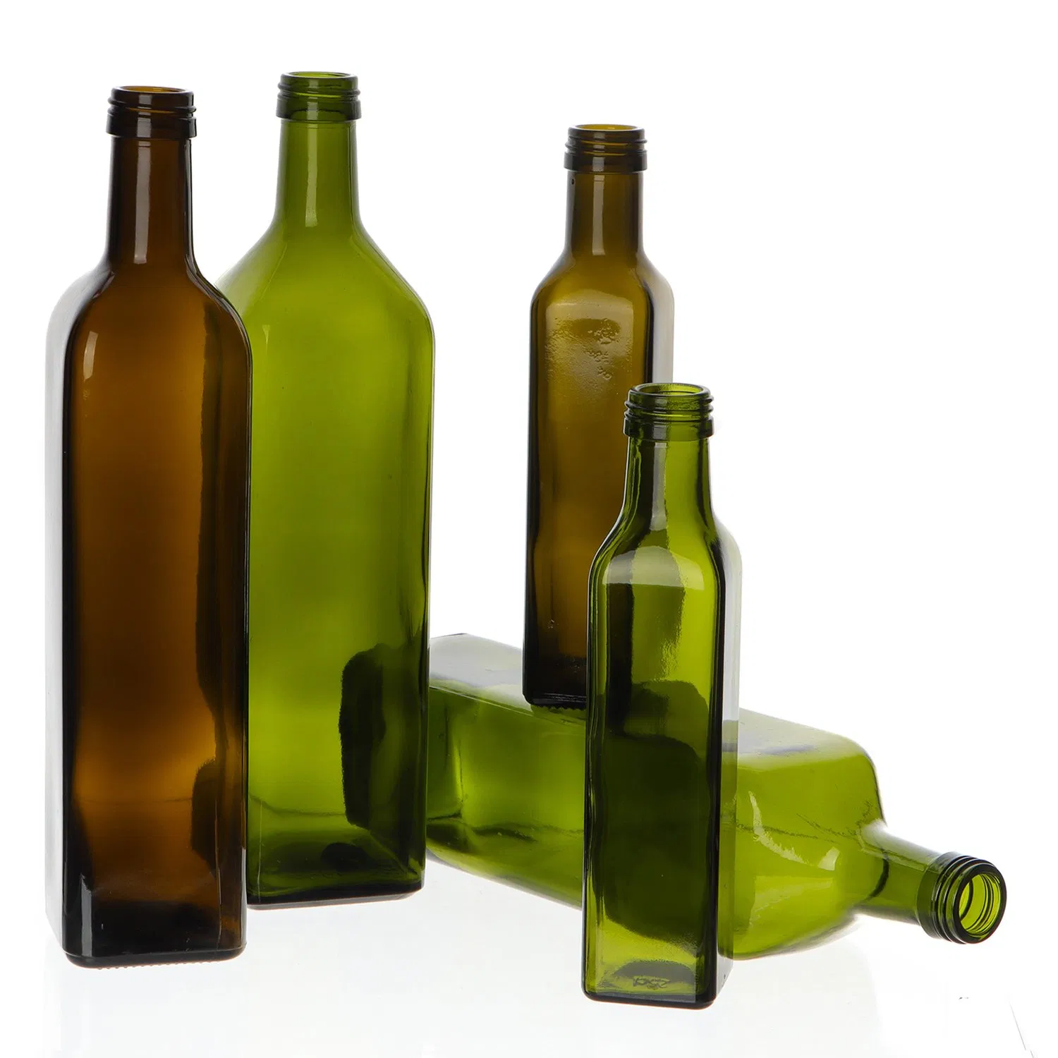 500ml 750ml 1000ml Green Glass Square Shape Olive Oil Bottle
