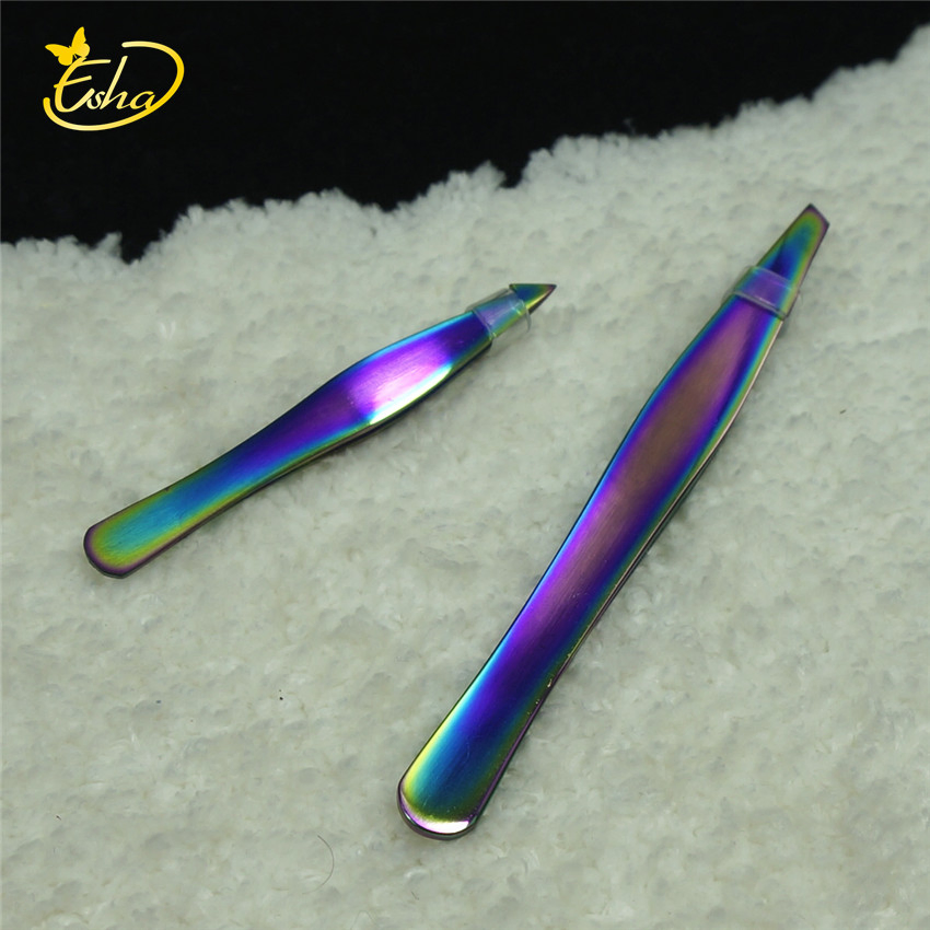 High Precision Squared Slanted Eyelash Extension Fantasy Eyebrow Tweezers Pointed Eyelash Tweezers