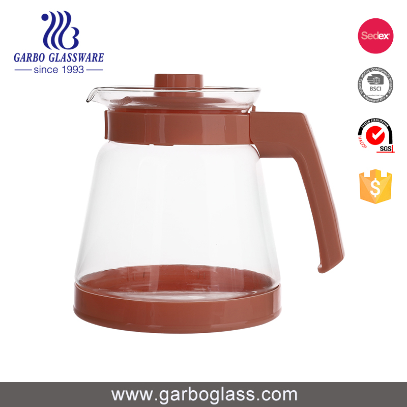 Wholesale Classic Heat Resistant Hot Tea Glass Pitcher Clear 1.25L Glass Teapot with Plastic Lid