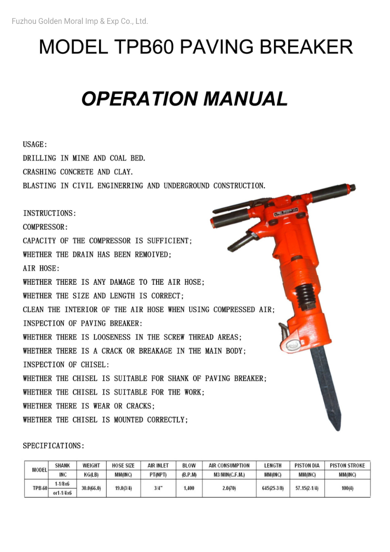Пневматический молоток Rock Drill TPB60