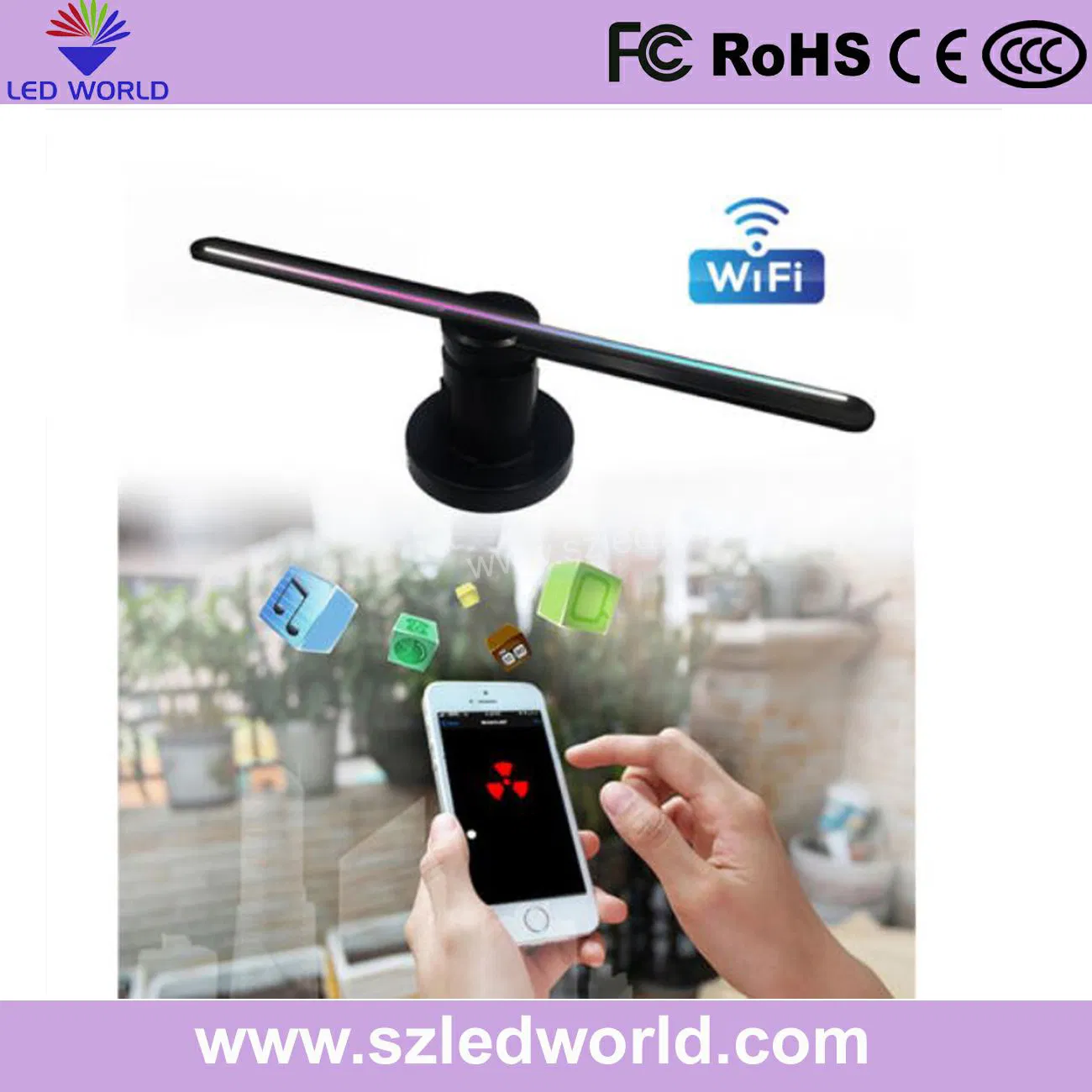 100cm 3D Hologram LED Display Screen Ball Fan Without 3D Glasses