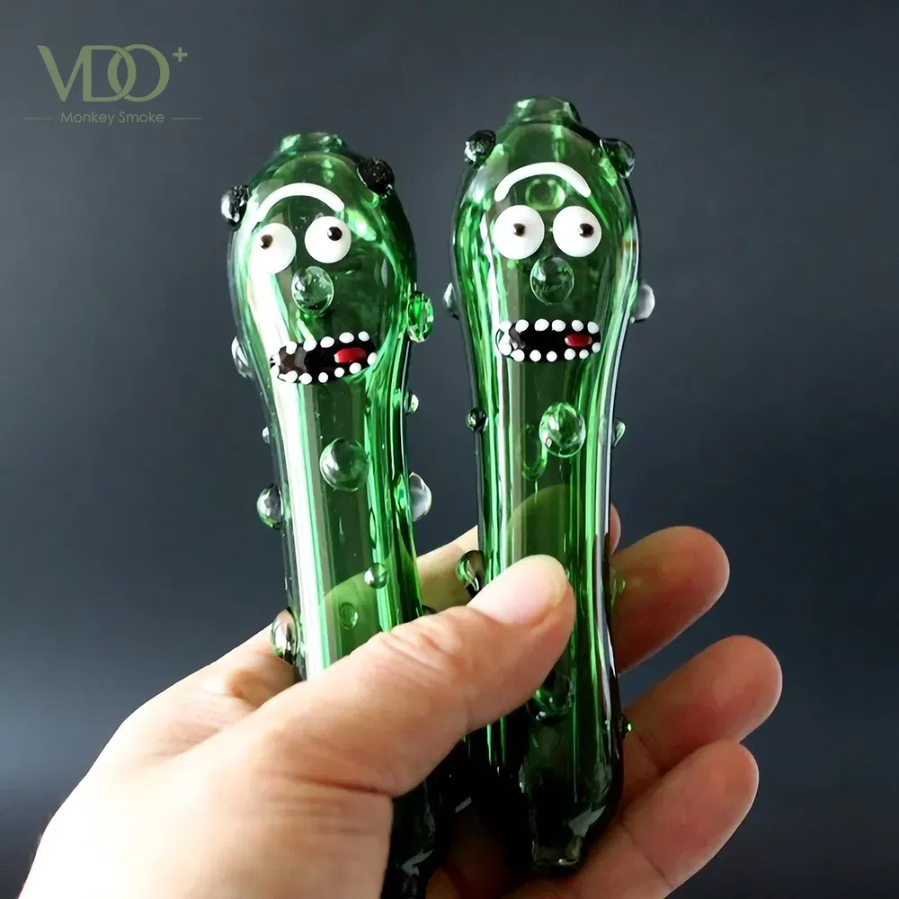 Collectable Pickle Rick Glass Hand Pipe Smoking Spoon Herb Tool