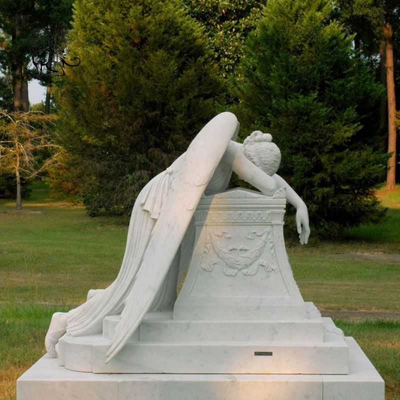 Marble Weeping Angel of Grief Statue Sculptures for Tombstone for Sale Mty-23