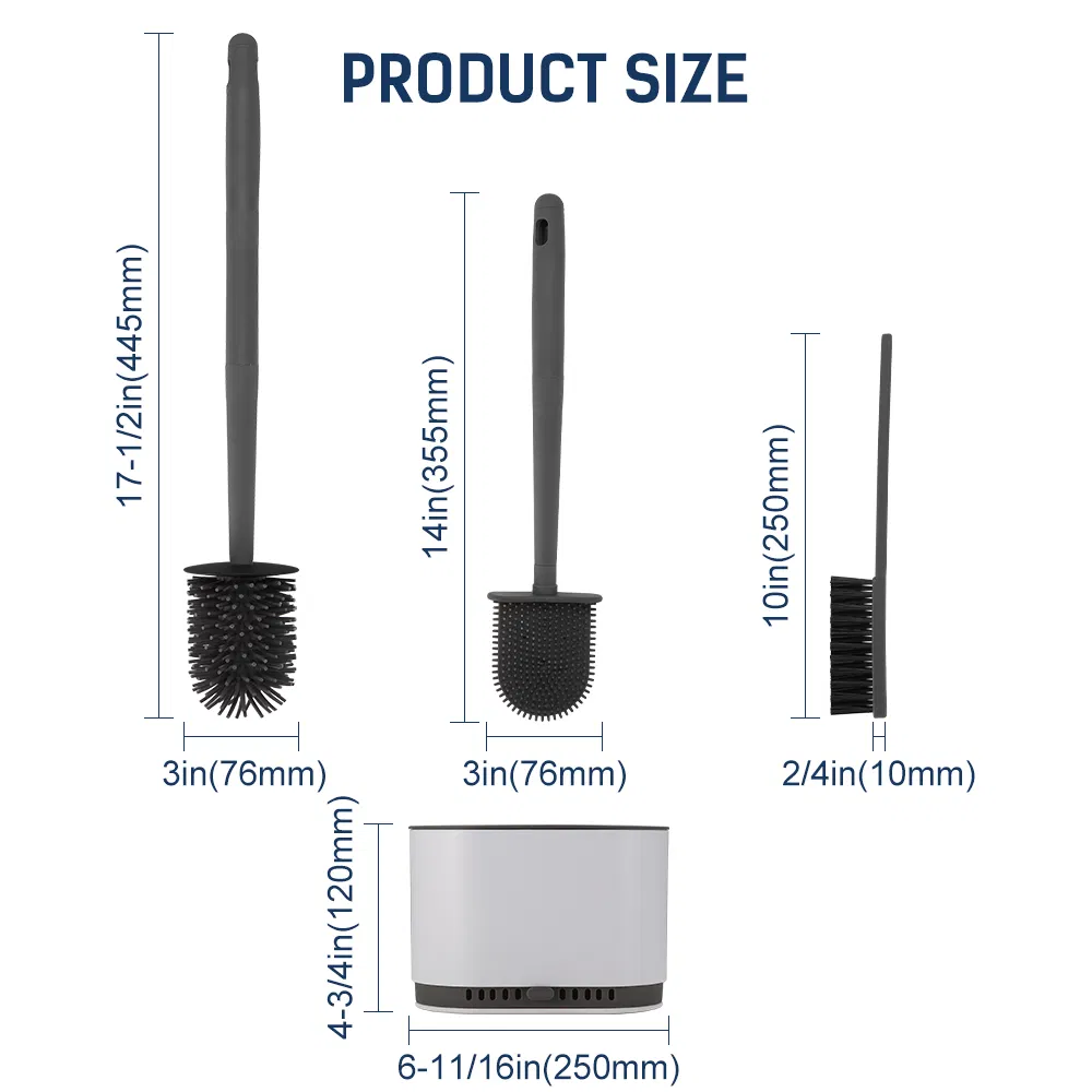 Серый набор ёршиков для унитаза с держателем