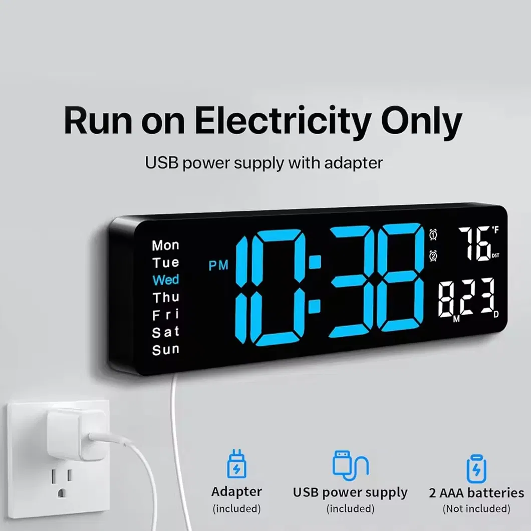 Digital Wall Clock 17.3" Large Display Digital Clock with Remote Control Auto-Dimming Wall Clock with Night Light Dst Date Week