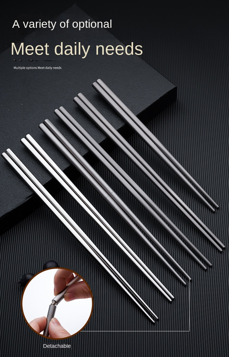 Premium Stylish Food Grade Stainless Steel Pure Titanium Korean Metal Sushi Chopsticks