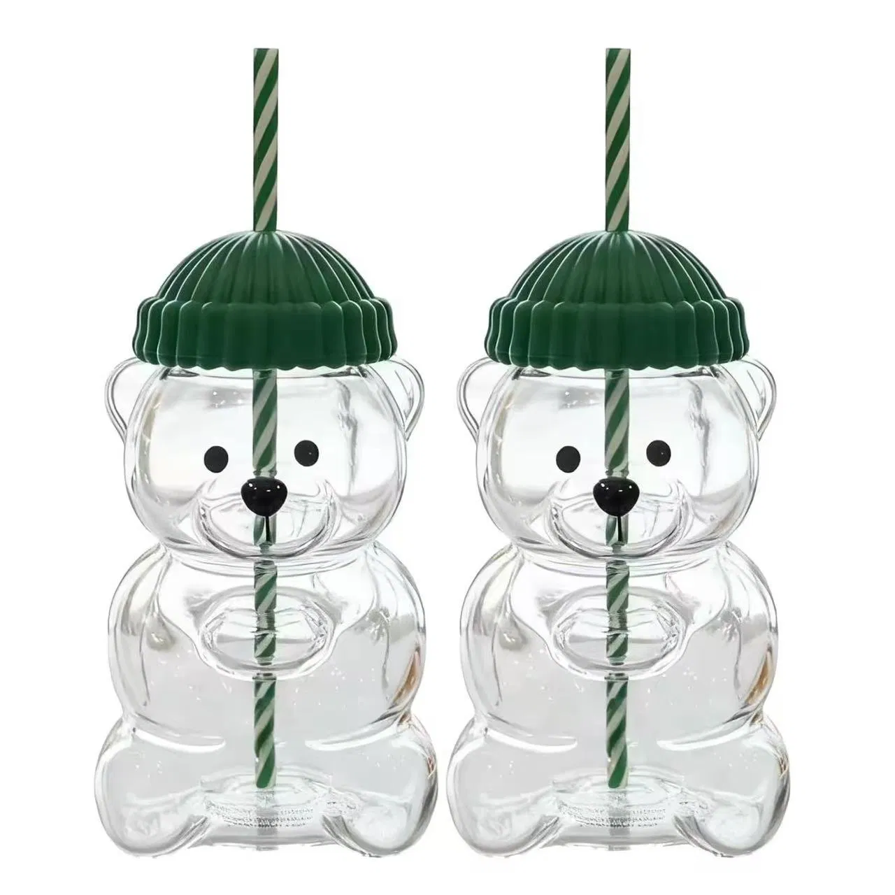 Стеклянная кружка с крышкой в виде медвежонка