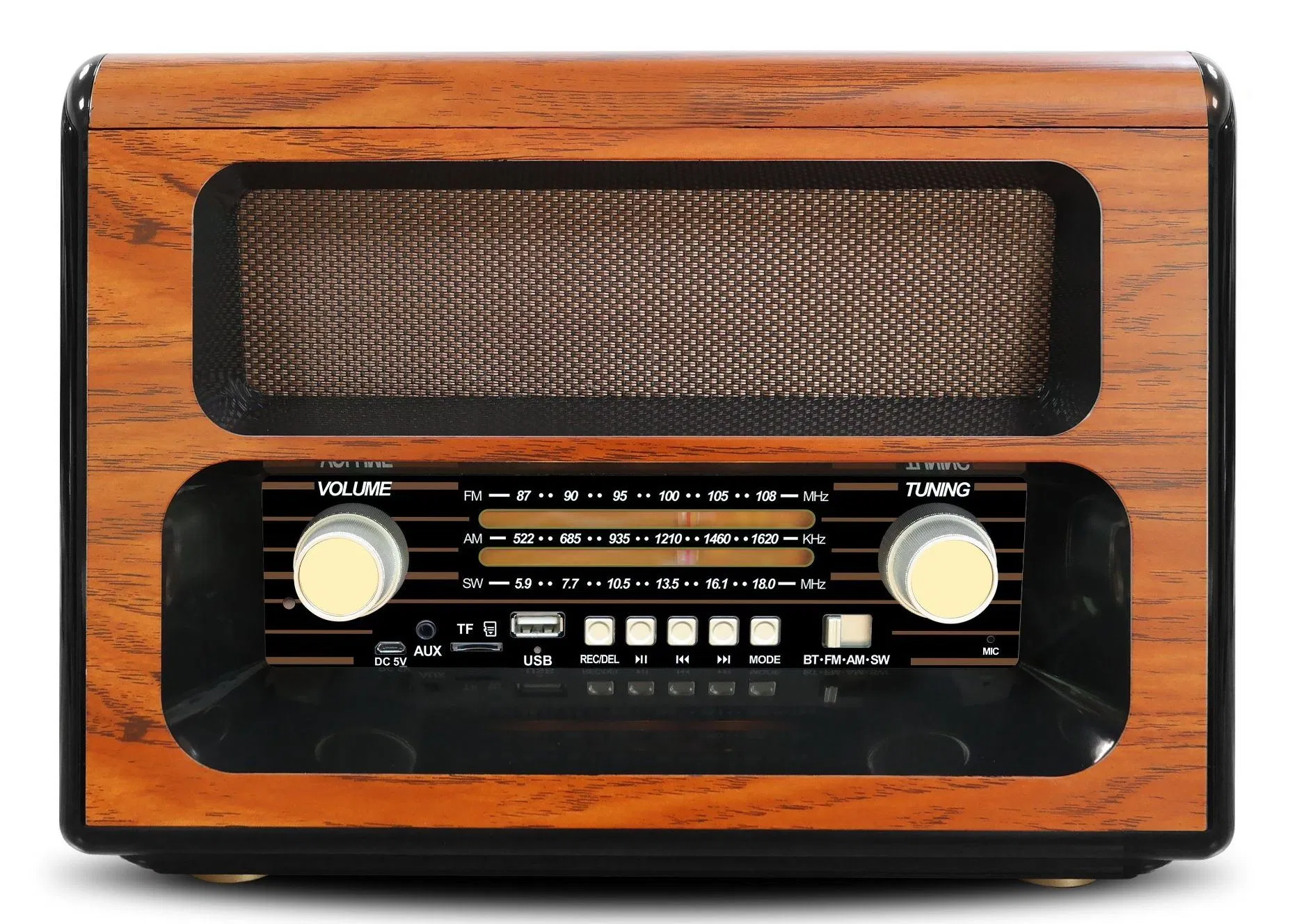 Kemai MD-1910bt Portable 3-Band Am FM Sw Radio, TF Card and MP3 Player, Rechargeable Speaker Bluetooth Classical Furniture Decoration Remote Controls