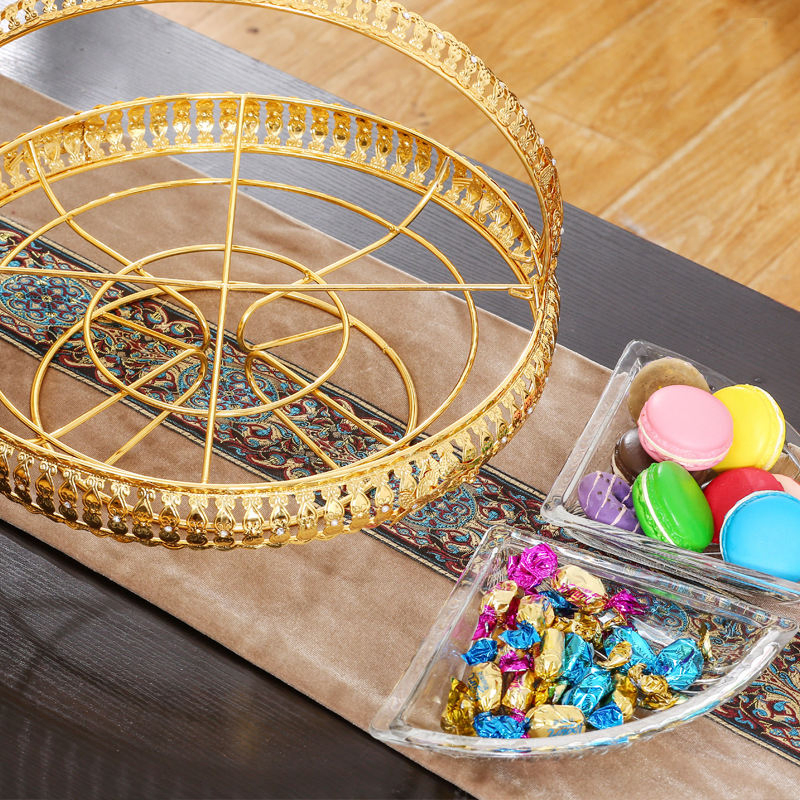 Gold Metal Party Service Tray, Fruit Tray