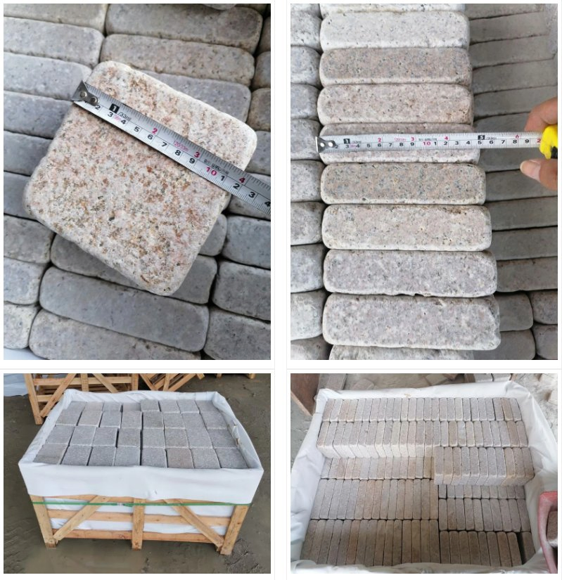 China All Sizes Outdoor Decoration Stone Yellow Cut Granite Setts Cobble Stone Paver Price