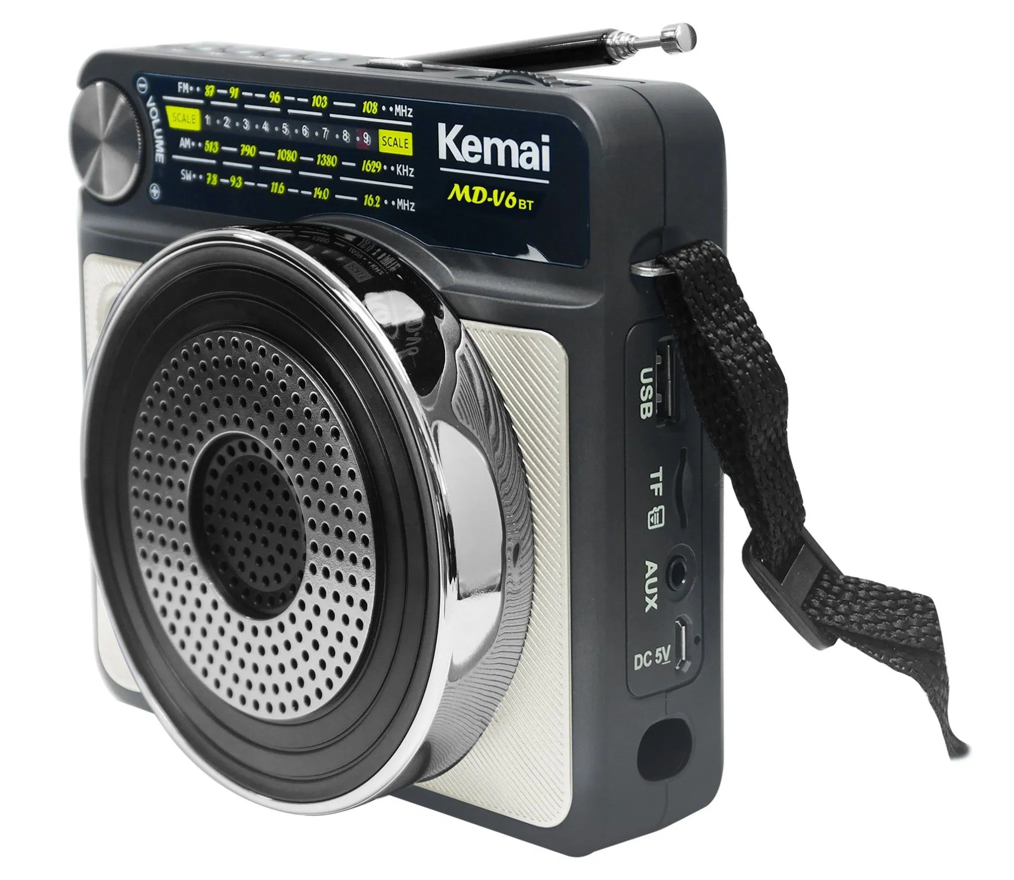 Kemai MD-V6BT Portable 3-Band Am FM Sw Radio, High Volume, Model or Modeling Aft, TF Card and MP3 Player, Rechargeable Speakers Classicism Furniture Decoration