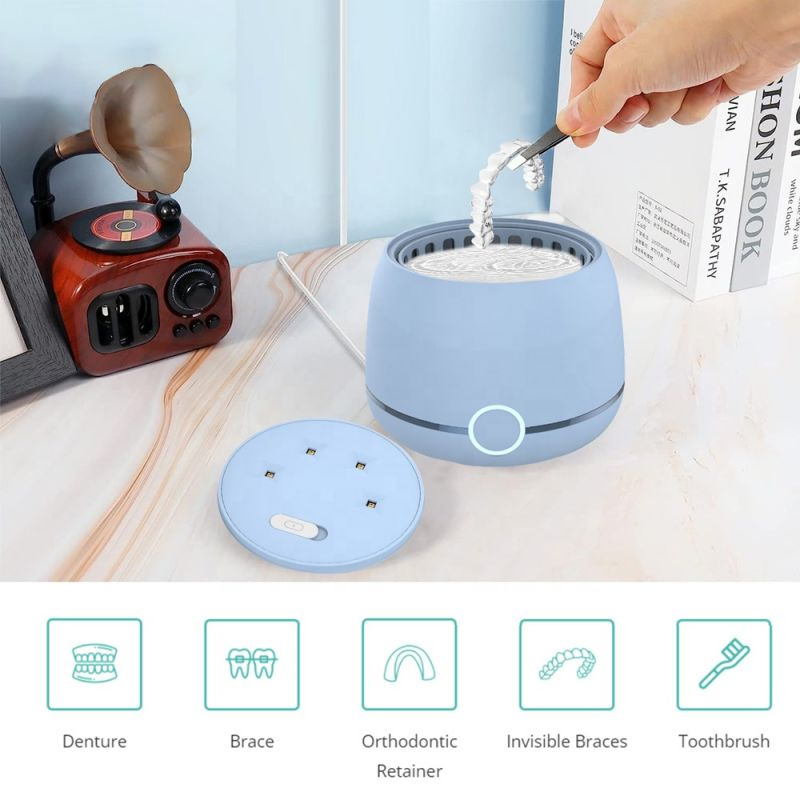 Ultrasonic UV Cleaning Jewelry Watch Washing Dental False Teeth Aligner Retainer Mouth Guard Ultrasonic Denture Cleaner