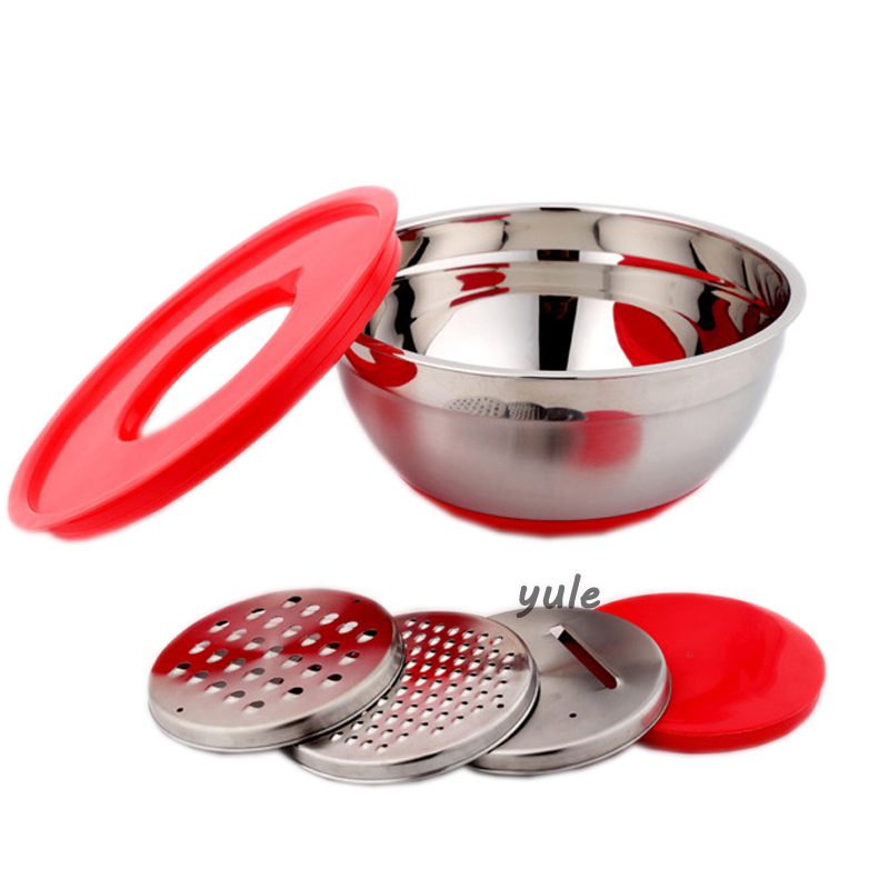 2022 Factory Wholesale Stackable Salad Bowl Kitchenware Tool Stainless Steel Mixing Bowl with Grater