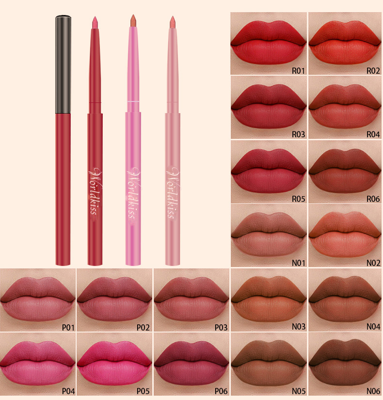 18 Colors Long Lasting Waterproof Smooth Matte Lip Liner Pencil Set