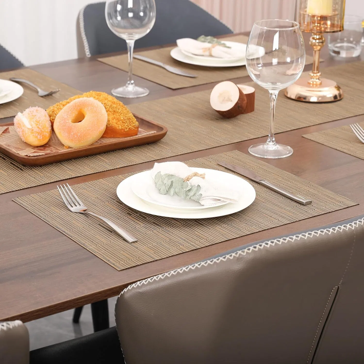 Non-Slip Washable Oil Proof Waterproof Heat-Resistant Woven Vinyl Placemats for Kitchen Hotel