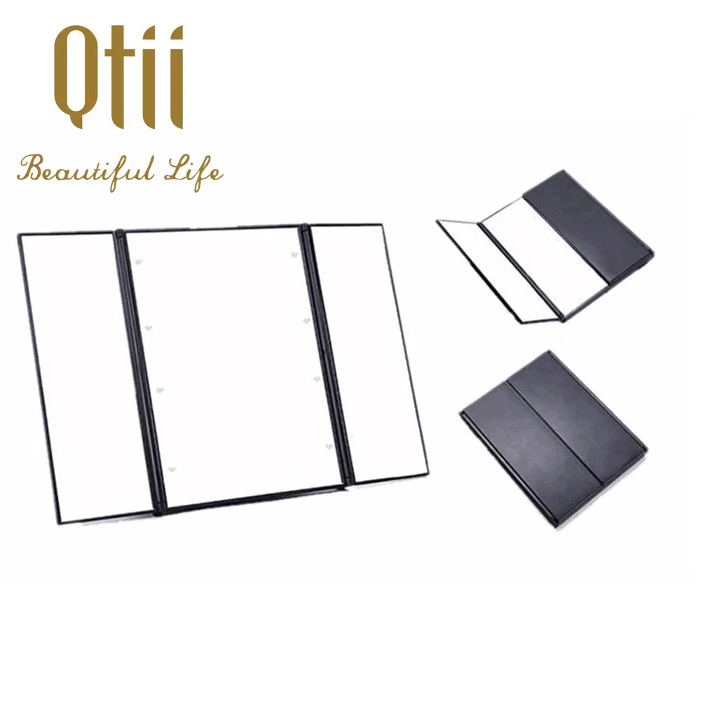 8 PCS LED Lighted 3 Folds Touch Sensor Makeup Mirror Used by Batteries