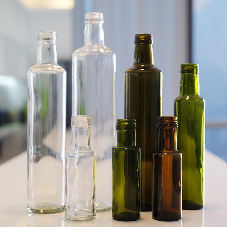 750ml 1000ml Clear Round Square Glass Olive Oil Bottles with Screw Cap