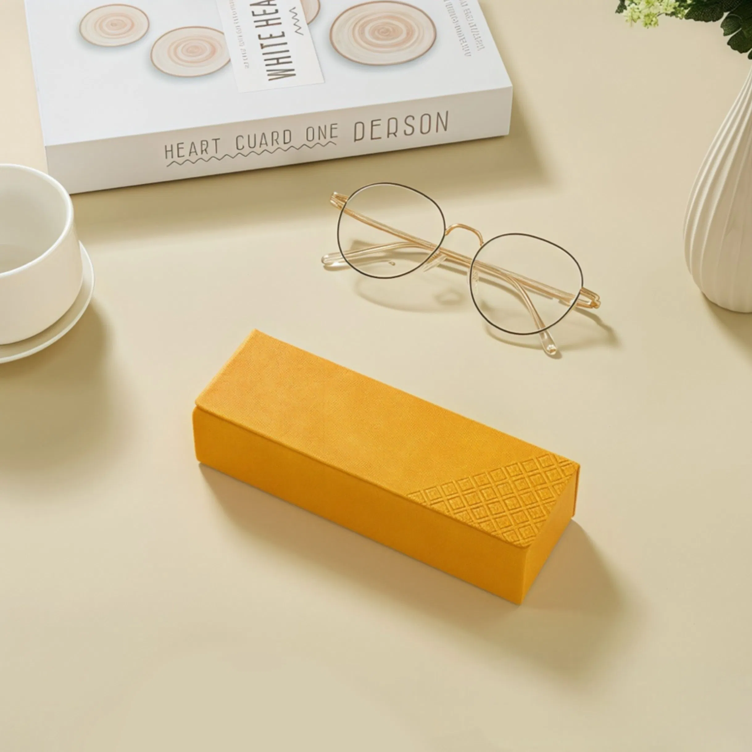 PU Square Optical Glasses Case, Minimalist Business Style, Compression-Resistant Leather, Custom Logo Printable, Handmade Myopia Glasses Case