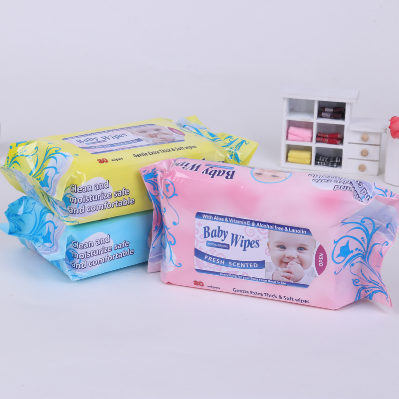 OEM Cheap Baby Care Tissue Non-Woven Hand & Mouth Cleaning Flushable 80 Pieces Baby Wet Wipes