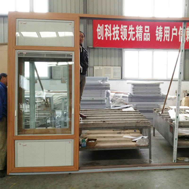 Modern House Wood Grain Double Glass Soundproof Sliding Door for Villa