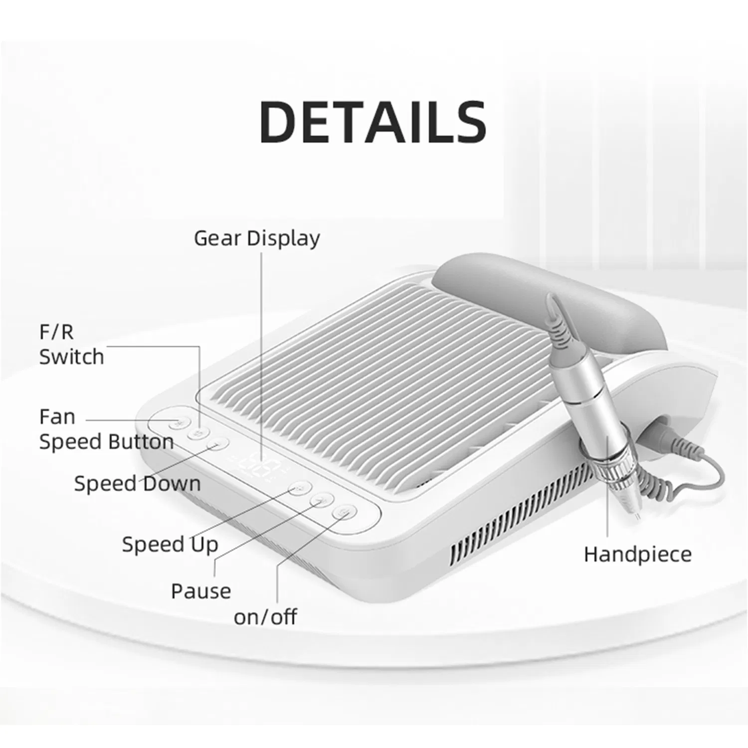 Strong Power Beauty Salon Rechargeable Nail Dust Vacuum Collector 80W Nail Drill