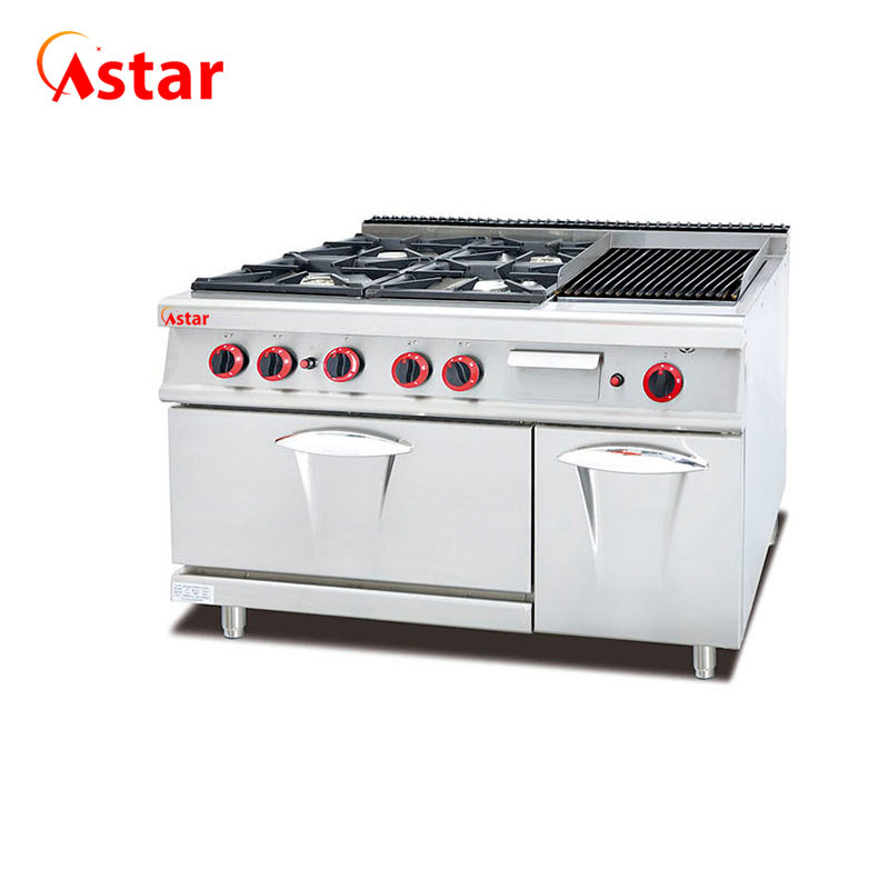 Cooking Equipment Gas Range with 4-Burners & Griddle & Oven