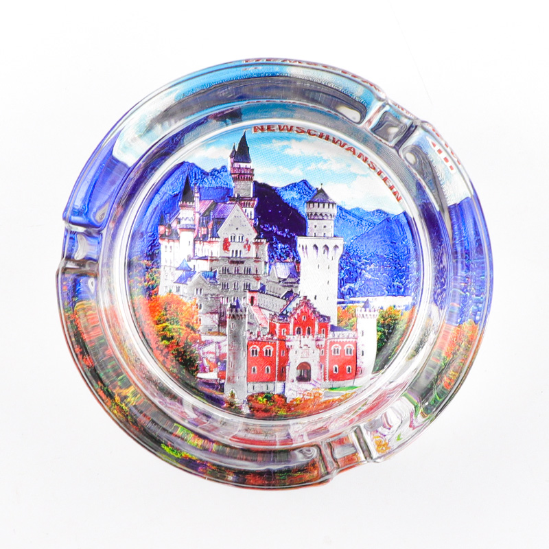 Wholesale Custom Logo Portable Ash Tray Countries Souvenir Tourist Pocket Cigar Glass Ashtray
