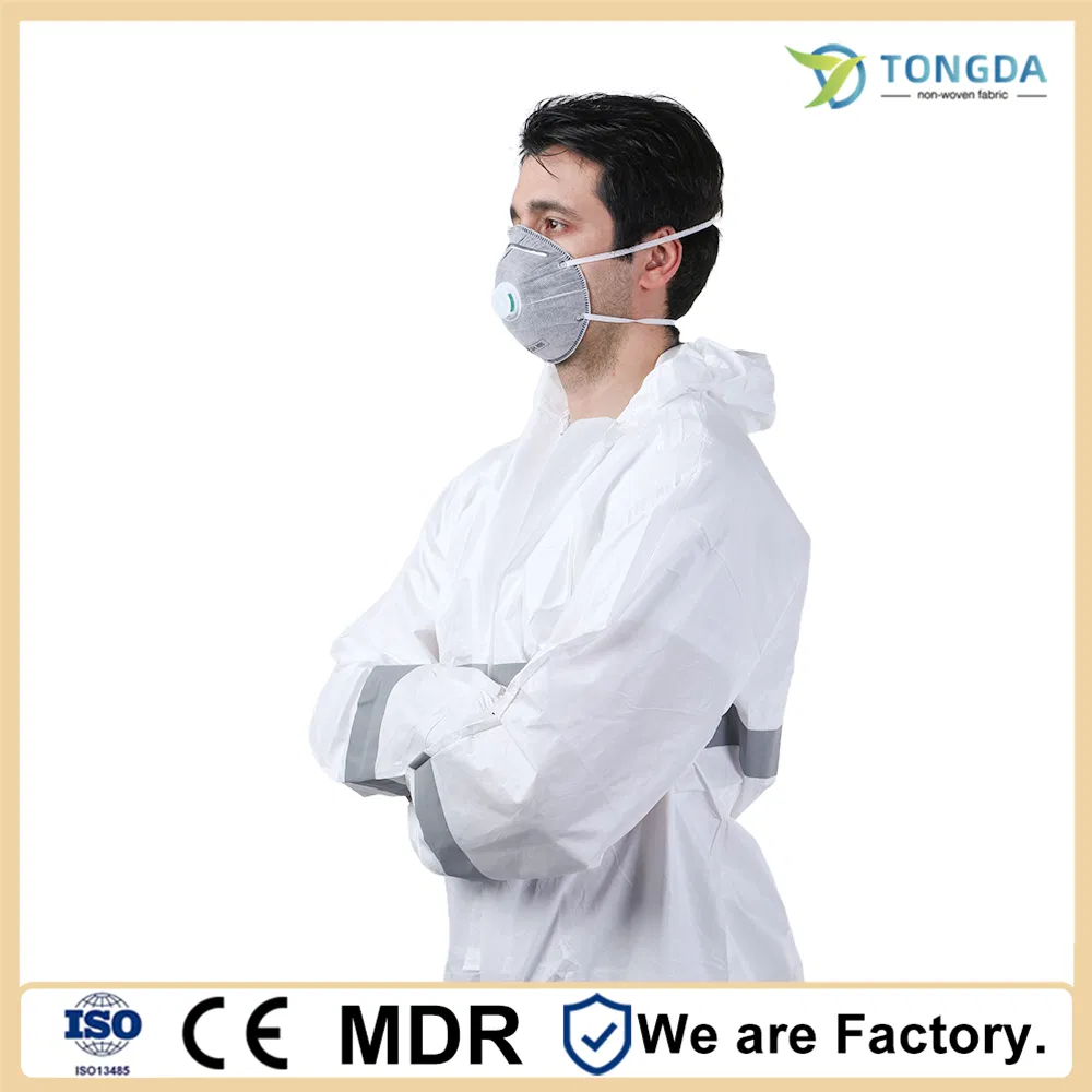 Disposable Microporous Waterproof Protective Clothing One-piece Coverall With Bound Seams