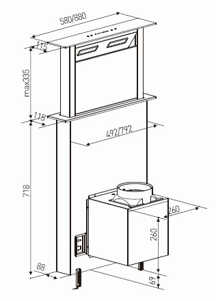 Kl03A High End Down Draft Range Hood Strong Suction