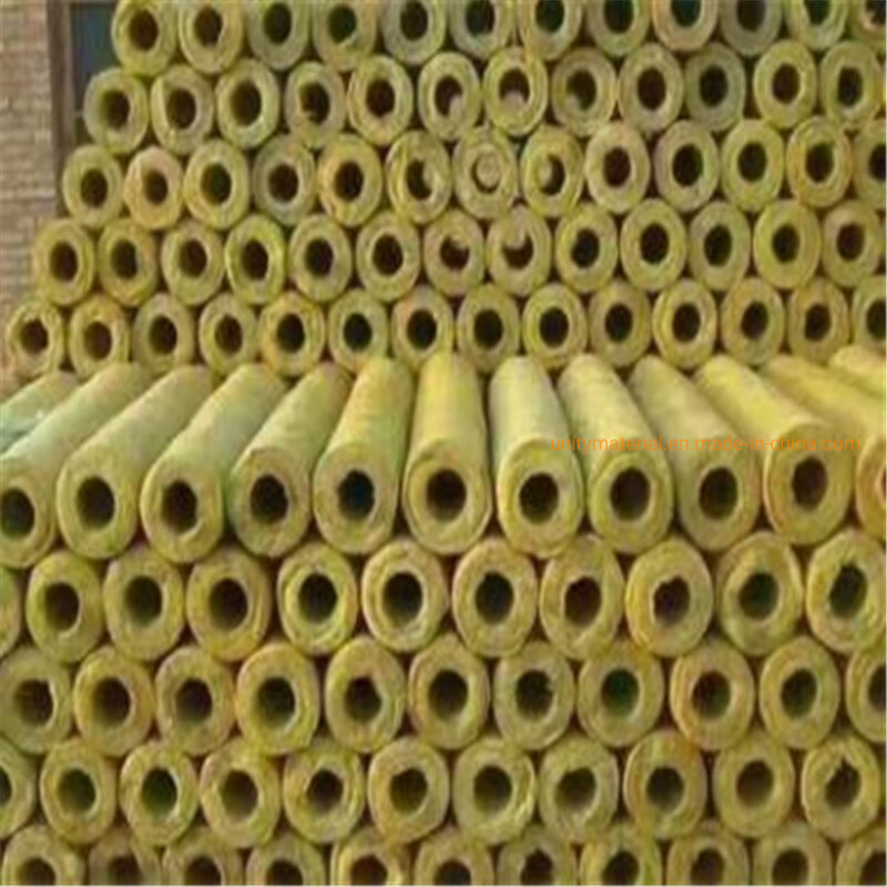 100-160 Kg/M3 Density 20-80mm Thickness ID 38-400mm Diameter Thermal Insulation Material Mineral Rockwool Rock Wool for Solar Water Heater Pipes Cover